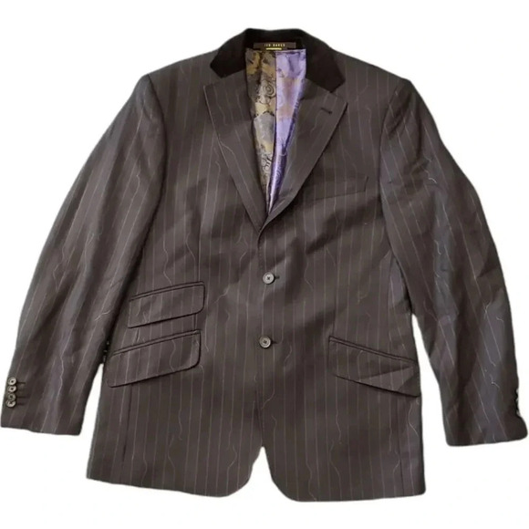 Ted Baker Brown Velour Collar Italian Blazer 40R - Picture 1 of 5
